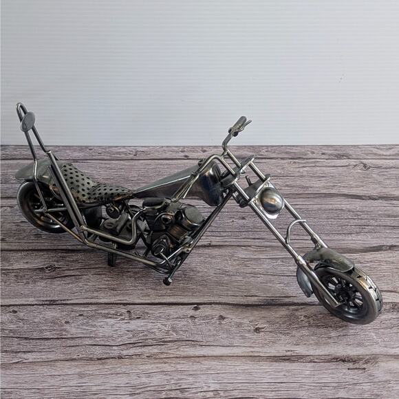 Vintage Handmade Metal Chopper Motorcycle Sculpture - Picture 2 of 5
